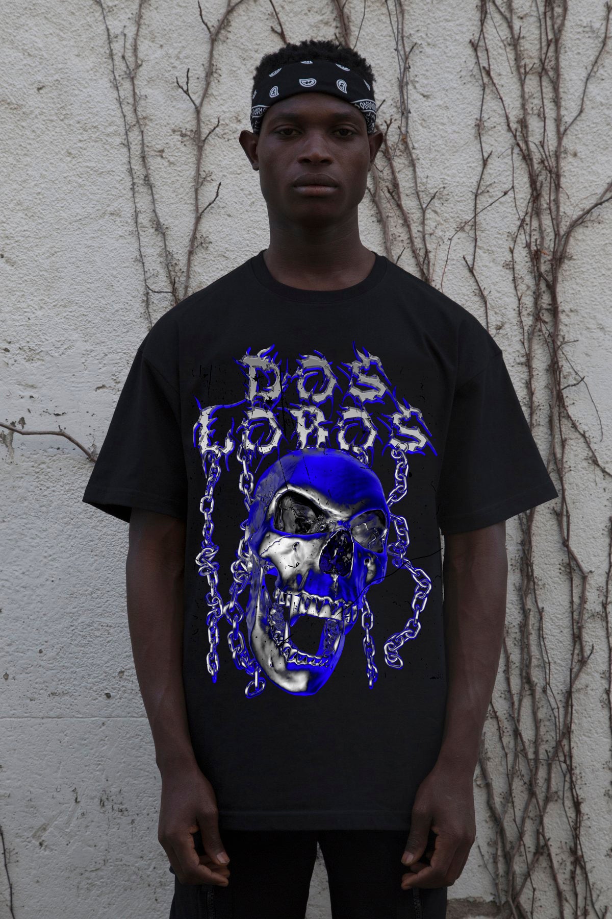 Skull blue tee - XS
