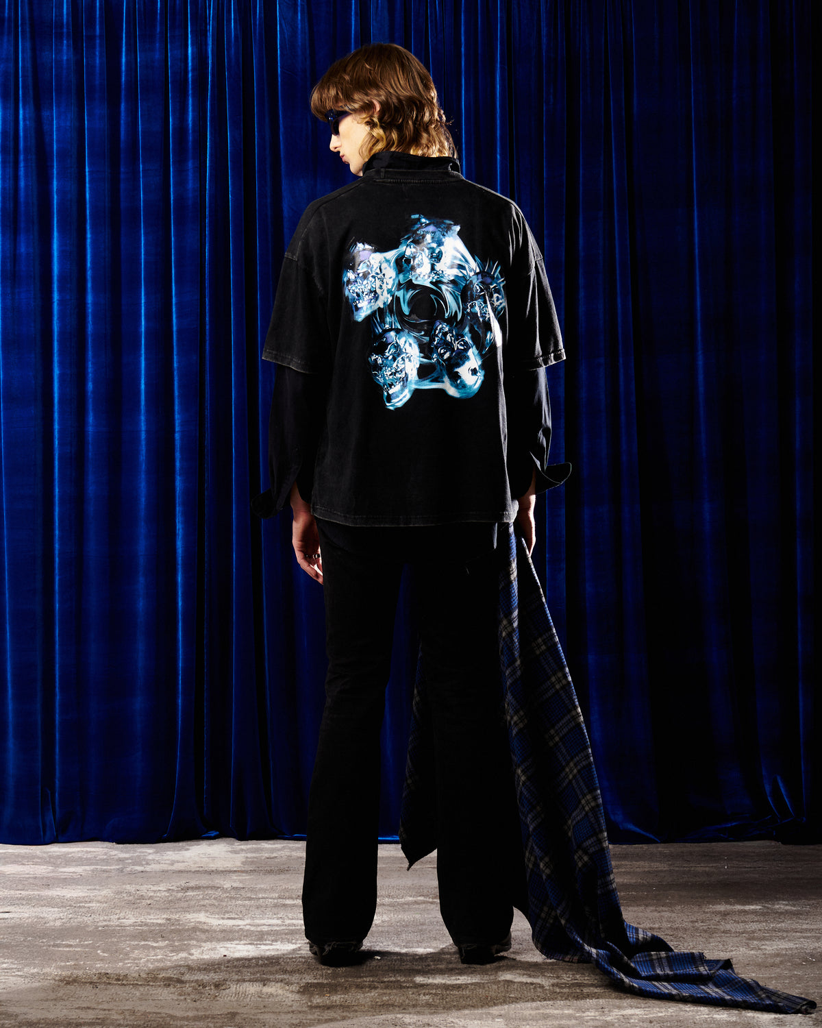 BLUE SKULL TEE - XS